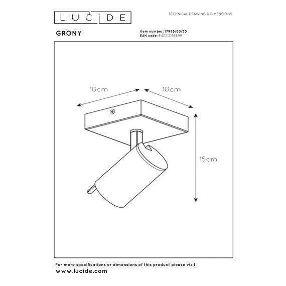 Точковий світильник Lucide GRONY 17998/05/30, изображение 4