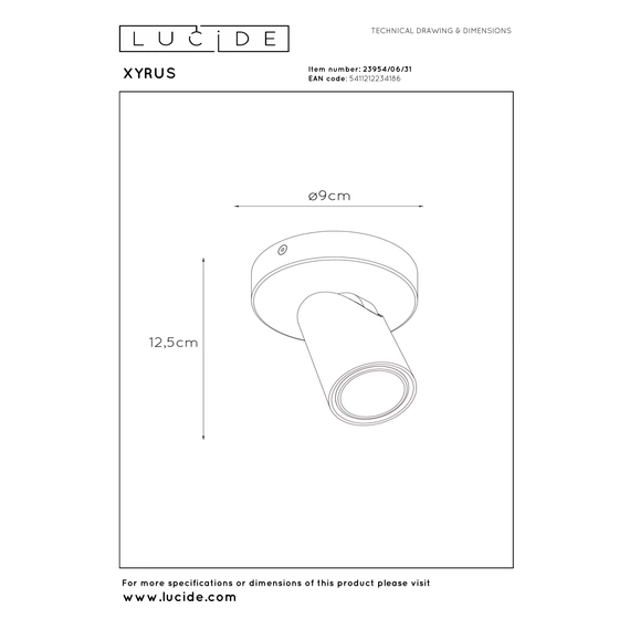 Точковий світильник Lucide XYRUS 23954/06/31, зображення 4