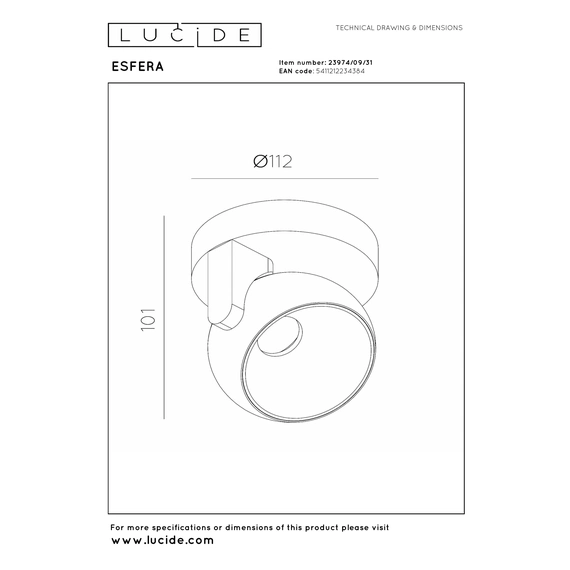 Точковий світильник Lucide Premium ESFERA 23974/09/31, зображення 3