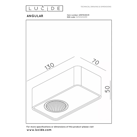 Точковий світильник Lucide Premium ANGULAR 23975/05/31, зображення 6