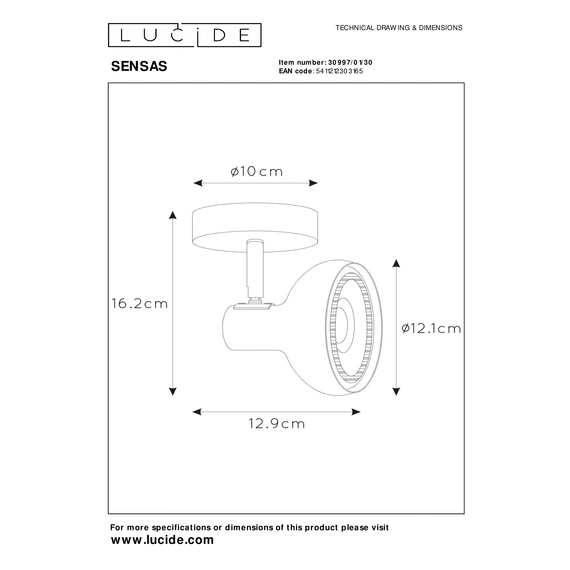 Точковий світильник Lucide SENSAS 30997/01/30, изображение 5