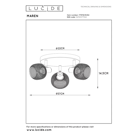 Точковий світильник Lucide MAREN 77978/13/02, зображення 6