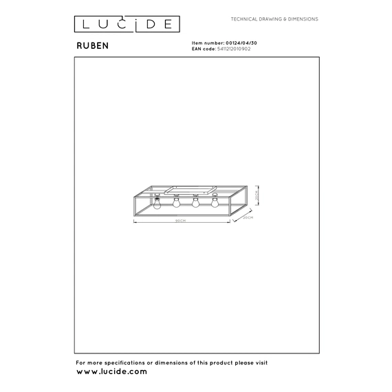 Стельовий світильник Lucide RUBEN 00124/04/30, зображення 7