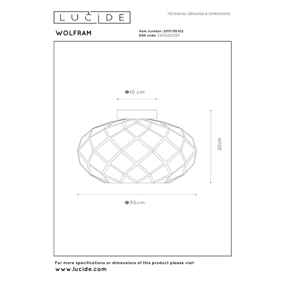 Стельовий світильник Lucide WOLFRAM 21117/30/02, зображення 5