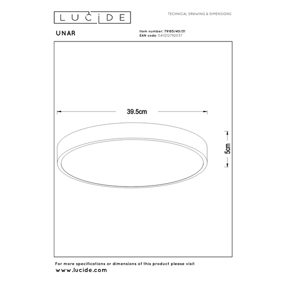 Стельовий світильник Lucide UNAR 79185/40/31, изображение 6