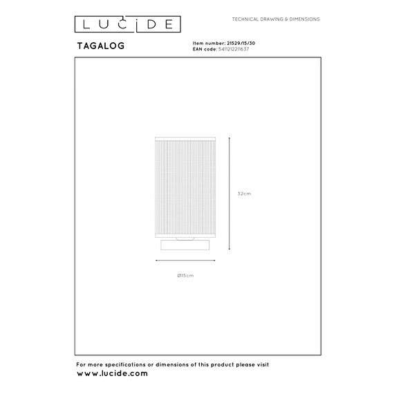 Настільна лампа Lucide TAGALOG 21529/15/30, изображение 5