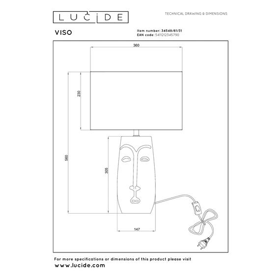 Настільна лампа Lucide VISO 34548/81/31, зображення 7
