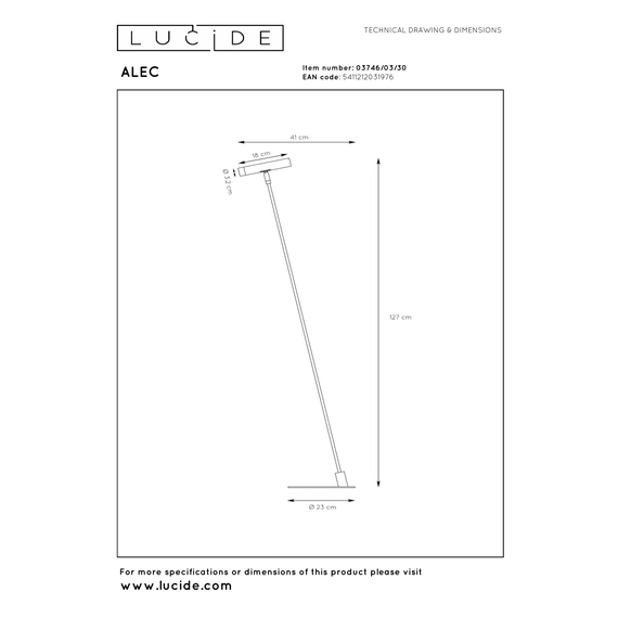 Торшер Lucide ALEC 03746/03/30, изображение 8