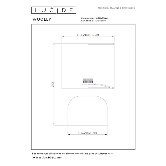 Настільна лампа Lucide WOOLLY 10516/01/44, зображення 5
