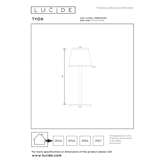Настільна лампа Lucide TYON 13816/02/02, изображение 9
