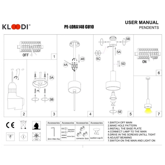 Світильник підвісний KLOODI DECO PE-LORA148 GU10 BK/GD, зображення 2
