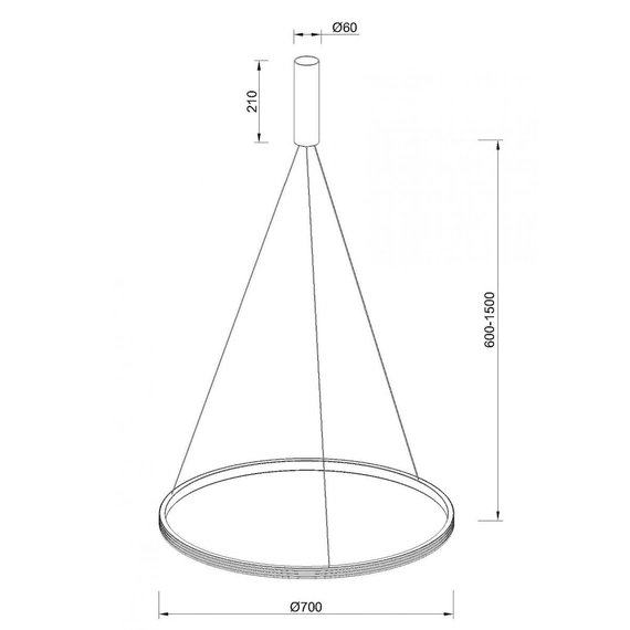 Подвесной светильник KLOODI KD-RG ONE 700 42W 4К BK, изображение 2