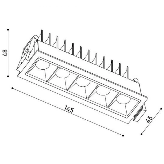 Світильник точковий врізний KLOODI KD-POINT 5X2 10W 3K BK, зображення 3