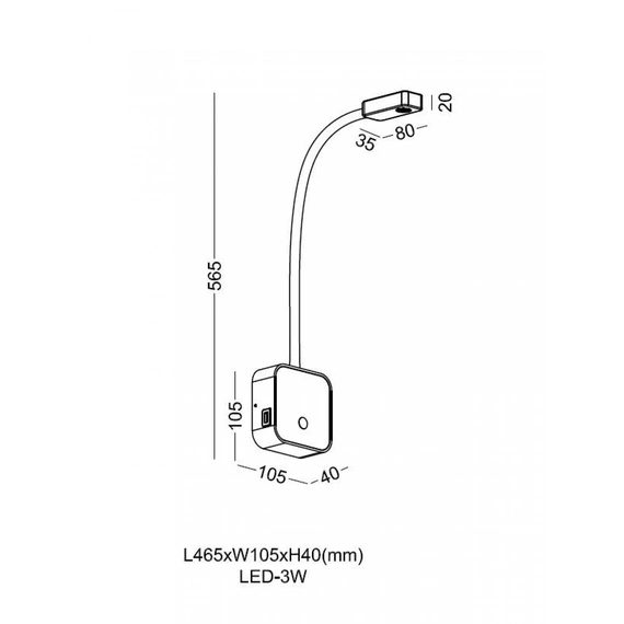 Бра USB KLOODI DECO WA-SNAKE SQ565 3K WH, зображення 2