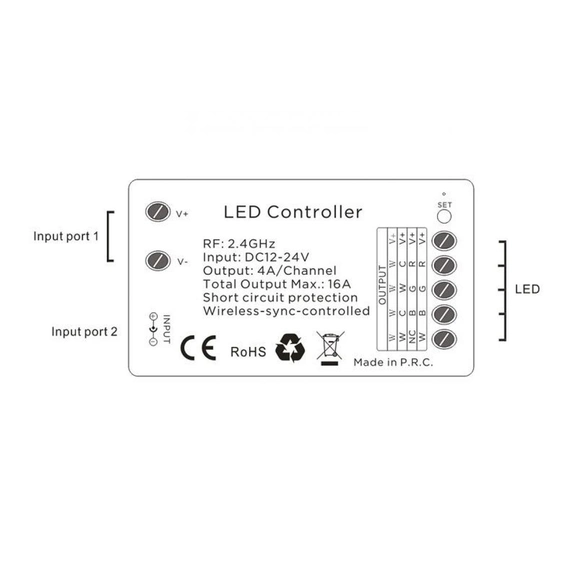 Контролер WIFI TUYA SMART, DIM, 12-24V DC 4*4A, 4*48-96W RF2.4GHz KLOODI KD-D011, зображення 2
