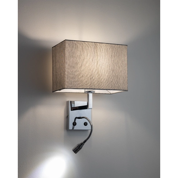 Бра, настінний світильник Nowodvorski 11793 Hotel Mood E27+LED 2x10W+2.2W 4000K IP20 сірий, зображення 2