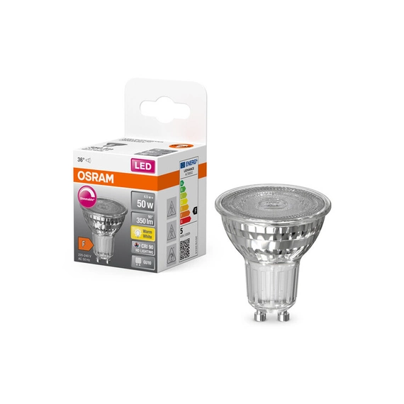 Світлодіодна лампочка Osram 4058075797888 LED GU10 MR16 DIM 1x4.5W 2700K 350Lm IP20, зображення 3