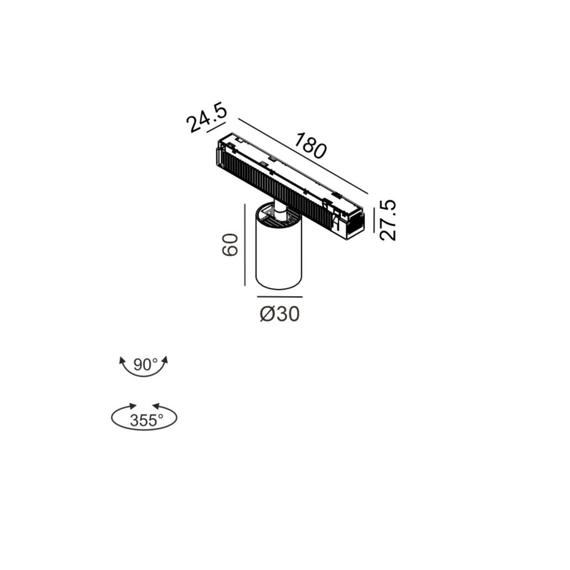 IN_LINE TUB S A 60 DALI 4x, D30mm, H60mm, LED 5.4W, 3000K, бронза/чорний (06.0361.8.930.BZ/BK.DALI.4x), зображення 2
