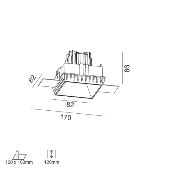 INVISIBLE SQUARE, 82x82mm, H86mm, LED 9W, 3000К, чорний (01.2212.9.930.BK), зображення 2