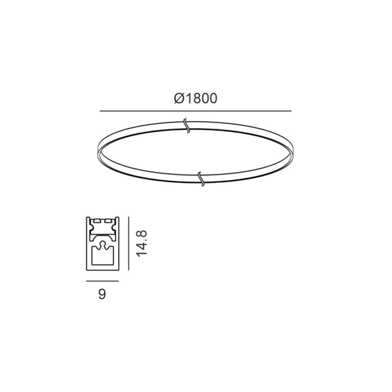 Підвісний радіальний трек AIR_TRACK RING, D1800mm, W9mm, H14.8mm, чорний (15.C180.BK), изображение 2