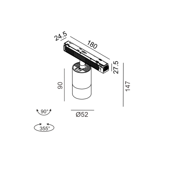 IN_LINE ZOOM, 2-х групний, ON/OFF, D52mm, H90mm, LED 13W, 4000K, білий (06.0599.13.940.WH.2G), зображення 2