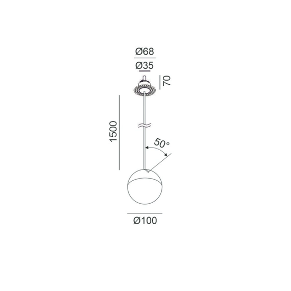 BALL M P NANO BASE, D100мм, H1500мм, 7W LED, 3000К, IP20, чорний (03.1001.7.930.BK), зображення 2