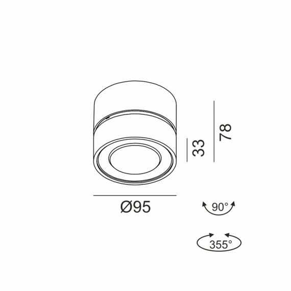 SOL SURF, D95mm, H78mm, LED 14W 4000K, чорний/латунь (02.9533.14.940.BK/BR), зображення 2