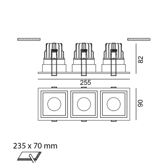CELL 3, L255mm, W90mm, H82mm, LED 3 x 9W, 3000К, білий/чорний (01.20F3.30.930.BK), зображення 2