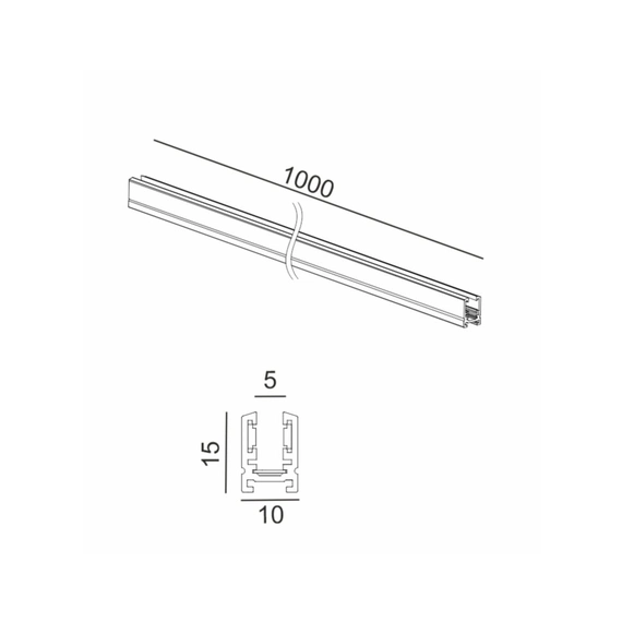 Трек накладний PICO_LINE TRACK S, L1000mm, W10mm, H15mm, чорний (16.S100.BK), зображення 2