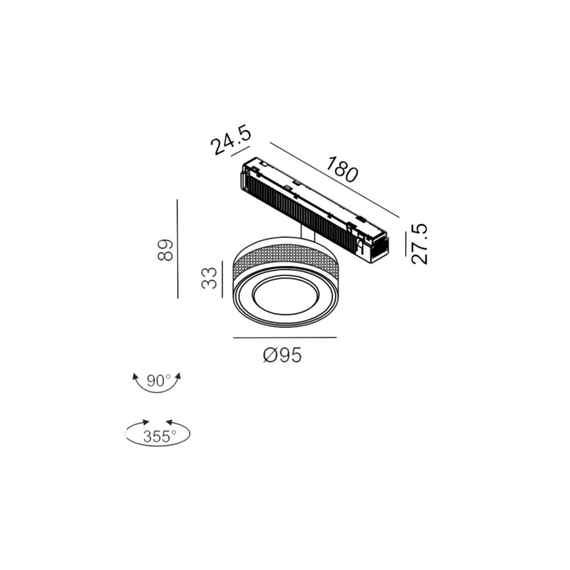 IN_LINE SOL, DALI 4x, D95mm, H33mm, LED 10.8W, 4000K, diamond black/чорний (06.9533.14.940.DBG/BK.DALI.4x), изображение 2