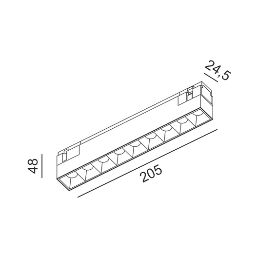 IN_LINE COMFORT 205, 2-х групний, ON/OFF, L205mm, W24.5mm, H48mm, LED 12W, 4000К, чорний (06.2051.12.940.BK.2G), зображення 2