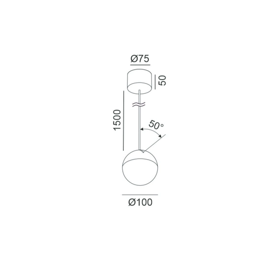 BALL M P, D100мм, H1500мм, 7W LED, 3000К, IP20, чорний (03.1000.7.930.BK), изображение 2