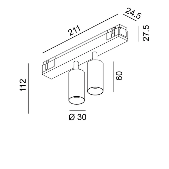 IN_LINE TUB S A 60 X2, D30mm, H60mm, L211mm, LED 2x4.5W, 3000К, бронза (06.2301.14.930.BZ), зображення 2