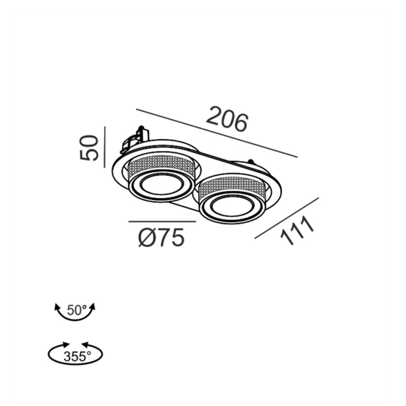 SOL IN MINI X2, L206mm, W111mm, H50mm, LED 2x7W, 3000K, білий/чорний (01.7522.14.930.WH/BKG), зображення 2
