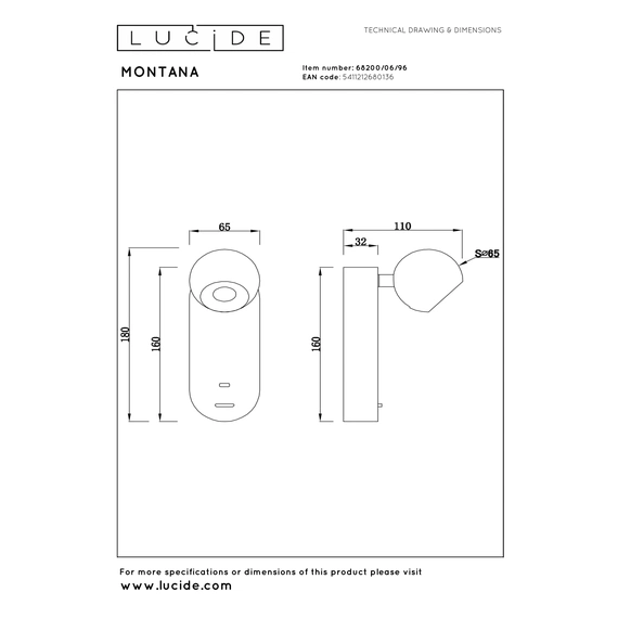 Настінний світильник Lucide MONTANA 68200/06/96, зображення 8