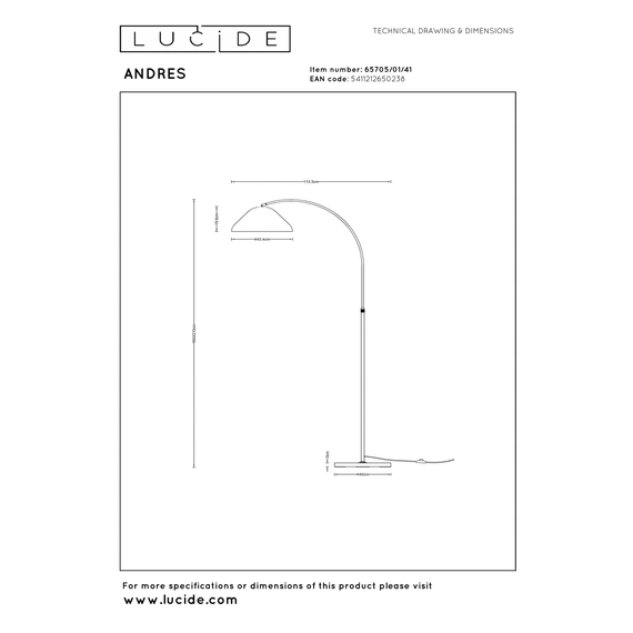 Торшер Lucide ANDRES 65705/01/41, изображение 3