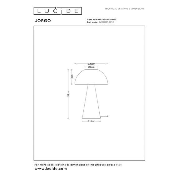 Настільна лампа Lucide JORGO 65500/01/55, изображение 5