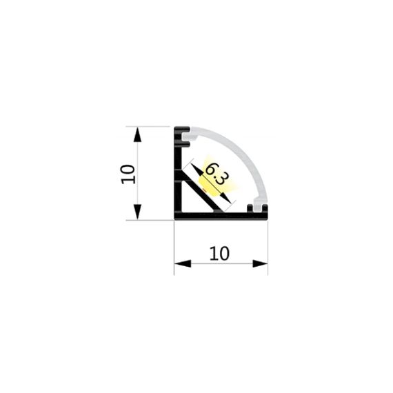 LED-профіль MLG кутовий з розсіювачем 3м (LP1010C1_3), зображення 3
