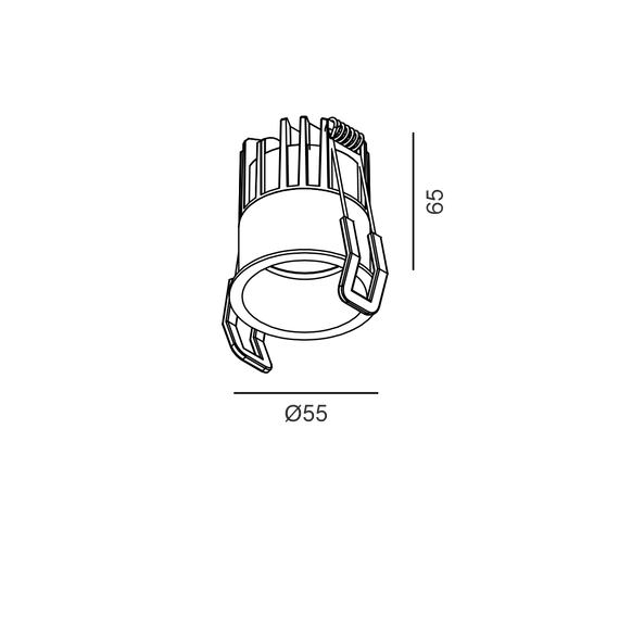 Вбудований стельовий світильник з рамкою TUB M TRIM, D55mm, H65mm, CREE LED 11W, 1210Lm, 3000K, 50°, CRI>90, 300mA, DIM DALI, IP44, білий, зображення 2
