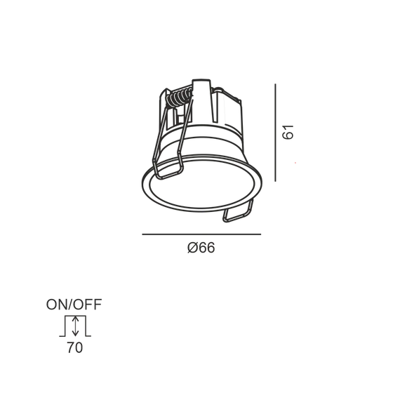 Вбудований стельовий світильник з рамкою INVISIBLE MINI R TRIM, D66mm, H61mm, CREE LED 6.3W, 350mA, 640Lm, 3000K, 55°, CRI>90, IP44, білий, изображение 2
