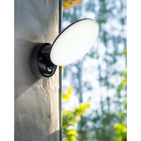 Вуличний світильник з датчиком руху Goldlux 333797 Olaf LED 1x10W 4000K 1200Lm IP44 чорний, изображение 2
