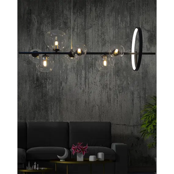 Підвісний світильник, люстра Goldlux 331113 Hybrid G9+LED 7+1x15W+6W 4000K 2300Lm IP20 чорний, зображення 4