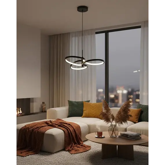 Підвісний світильник, люстра Goldlux 335975 Ribbon LED 1x25W 4000K 3700Lm IP20 чорний, изображение 2