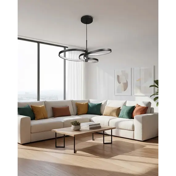 Підвісний світильник, люстра Goldlux 335975 Ribbon LED 1x25W 4000K 3700Lm IP20 чорний, изображение 4