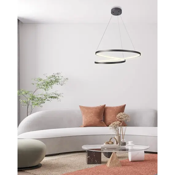 Люстра підвісна світлодіодна кругла Goldlux 328175 Zefira 60 Led 1x52W 4000K 4900Lm IP20 Антрацит, изображение 5
