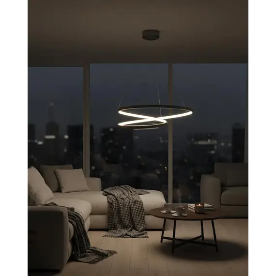 Люстра підвісна світлодіодна кругла Goldlux 328175 Zefira 60 Led 1x52W 4000K 4900Lm IP20 Антрацит, изображение 2