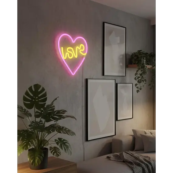 Світильник Goldlux 327154 Neon Love Heart Led 1x3W USB 5V DC 1A IP20 Wh, зображення 2
