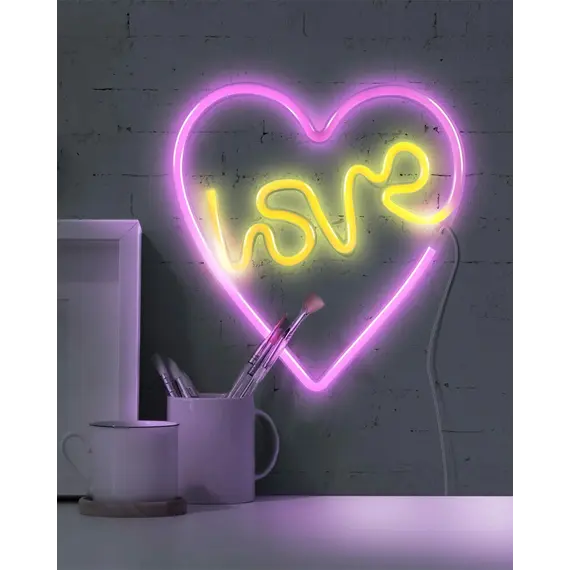 Світильник Goldlux 327154 Neon Love Heart Led 1x3W USB 5V DC 1A IP20 Wh, зображення 3