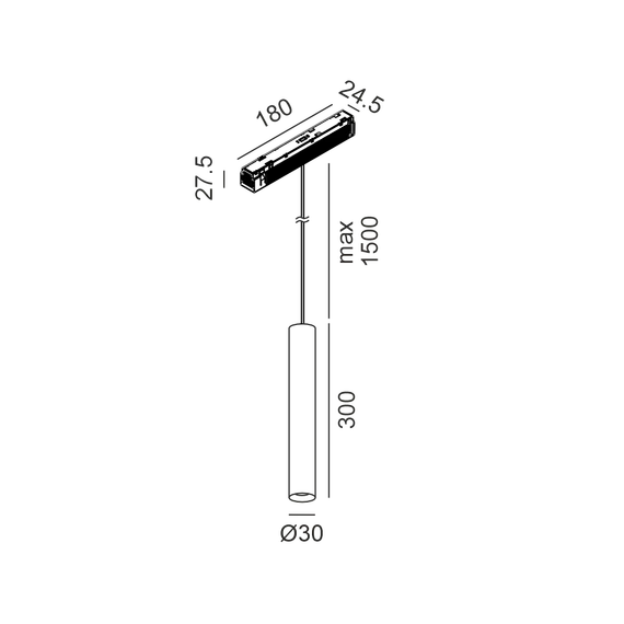 Підвісний світильник IN_LINE TUB S P 300, D30mm, H300mm, CREE LED 7W, 4000K, 610Lm, 50°, CRI>90, 48V, 4-х провідний DIM DALI, IP20, бронзовий/чорний, изображение 2