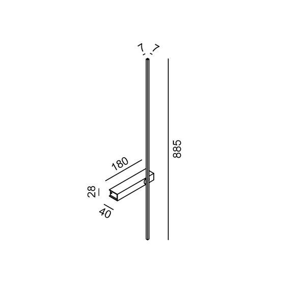 Накладний настінний світильник, поворотний ARROW L, L885mm, H180mm, SP47mm, LED 11W, 3000K, 470Lm, CRI>90, 300mA, DIM DALI, 220-240V, IP20, опаловий, титановий, изображение 2